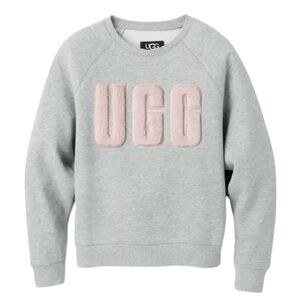 UGG 1123718 Grey Heather/Sonora Madeline Fuzzy Logo Crewneck Sweater size xs